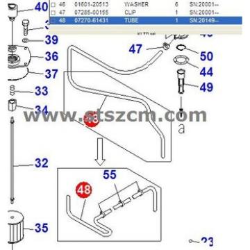 PC450-8/PC400-8/PC400-7 hydraulic tank tube 07270-61431 hose and clamp