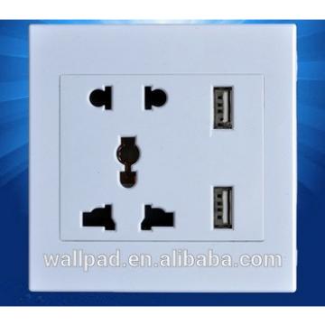New Design Wallpad High Quality White PC110~250V Electrical Wall Socket with Usb Port USB Power Wall Lamp Light Socket EU UK
