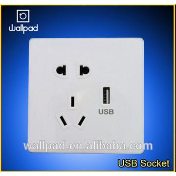 New Design Wallpad High Quality White PC110~250V Electrical Wall Socket with Usb Charger Port USB Power Wall Light Socket EU UK