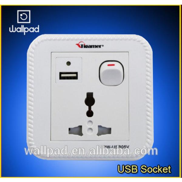 Hot Selling Wallpad White PC110~250V Electrical Universal Wall Socket with Switch Usb Charger Port USB Power Wall Light Socket #1 image